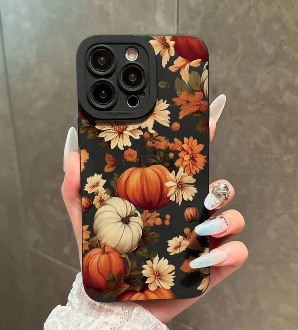 Black pumpkin floral case